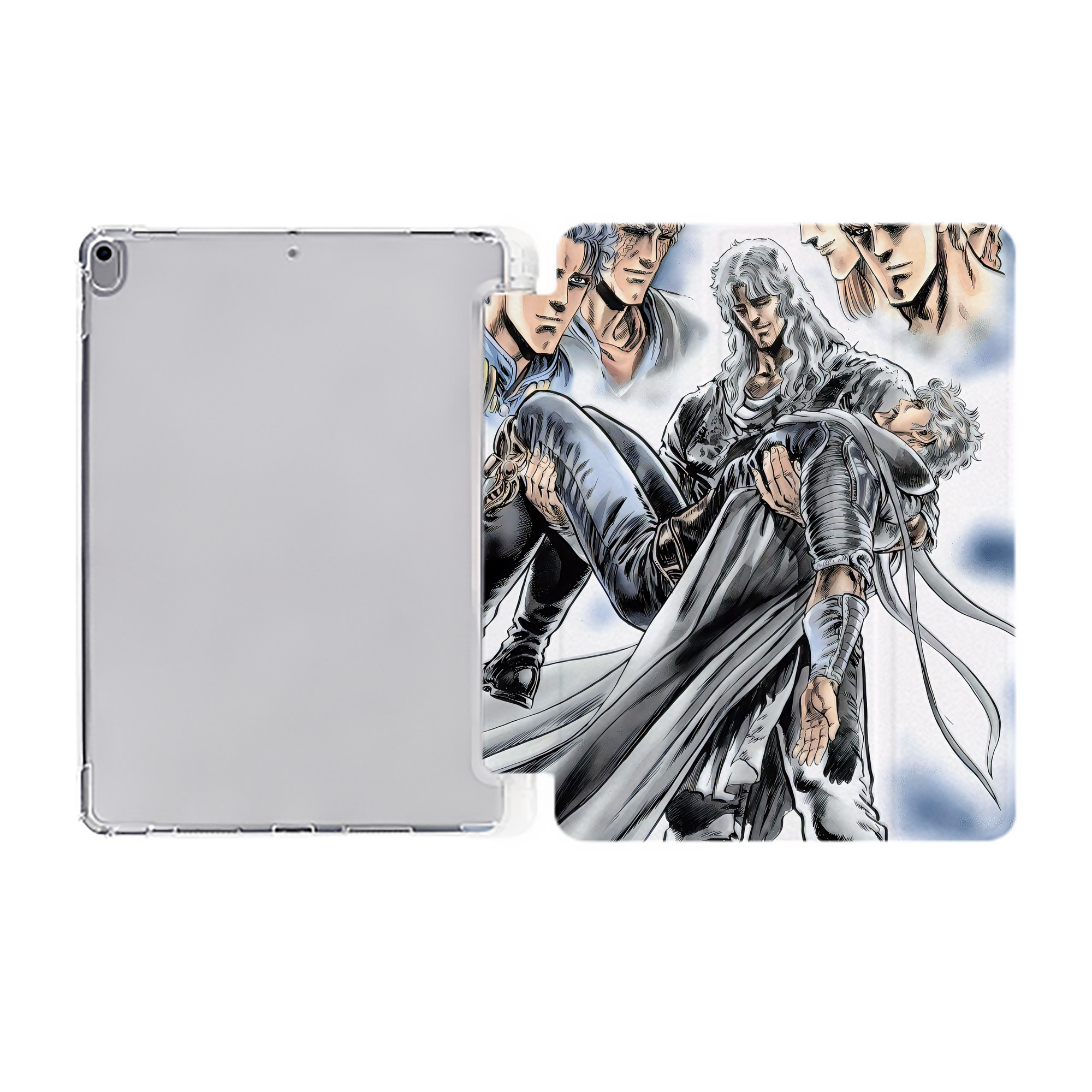 （画像用） 北斗の拳 Fist of the North Star IPad ケース ペン収納付き 三つ折りスタンド PUレザー×シリコン 対応機種9.5/10.5/10.9インチ